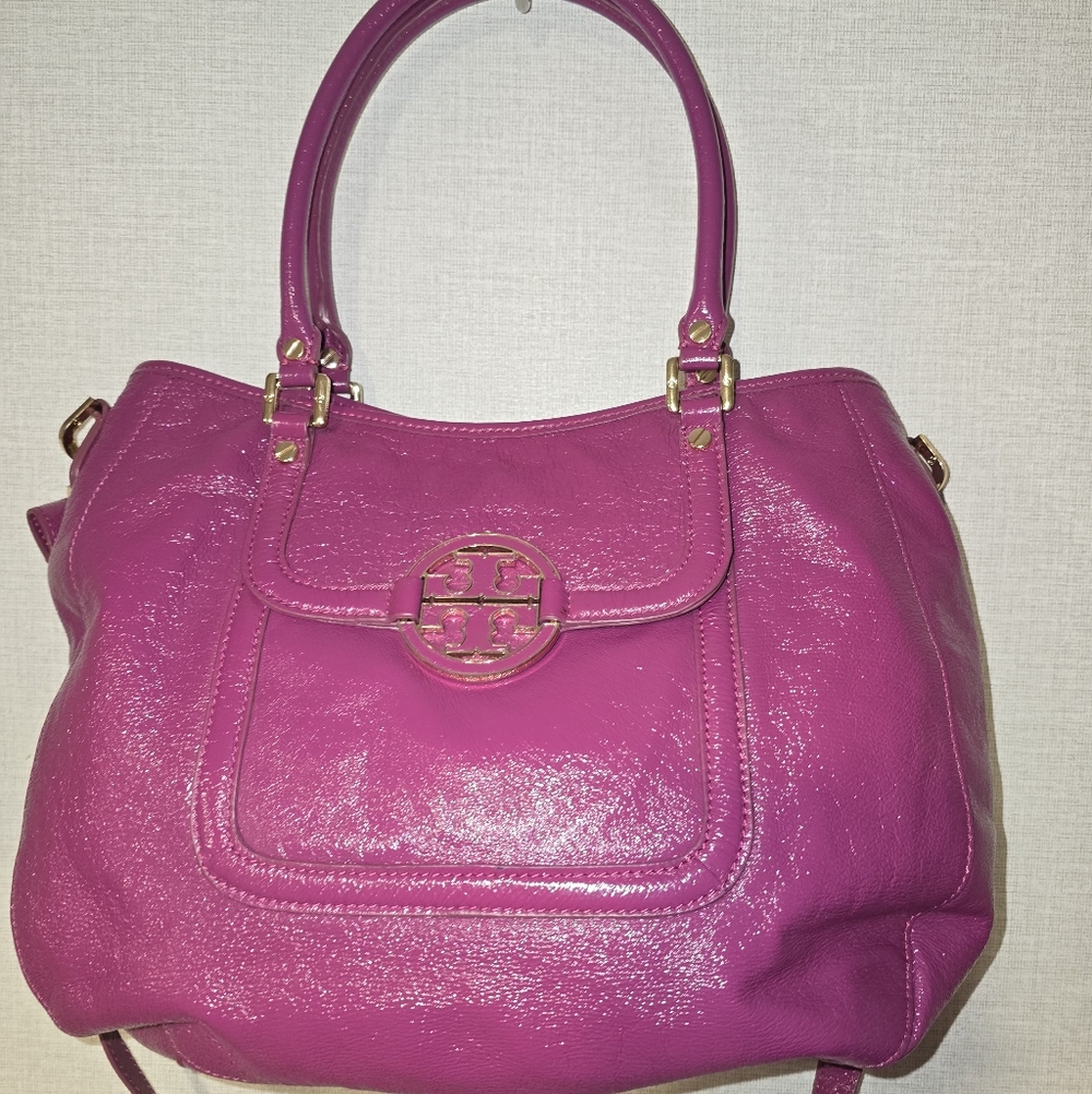 Tory Burch Hot Pink Leather Satchel with Gold Hardware